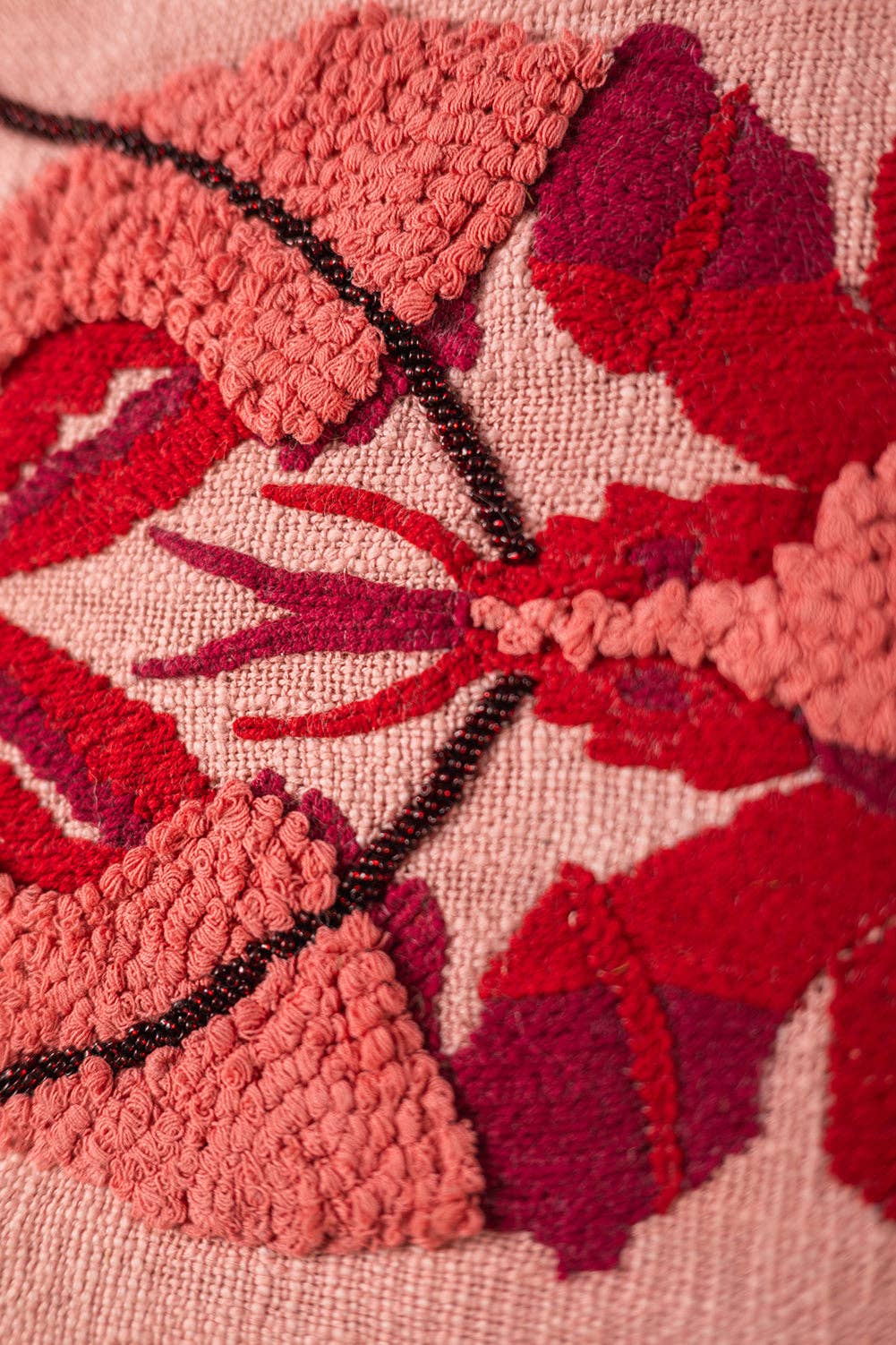 Lobster Embroidered & Tufted Pink Cushion Cover: Feather Inner