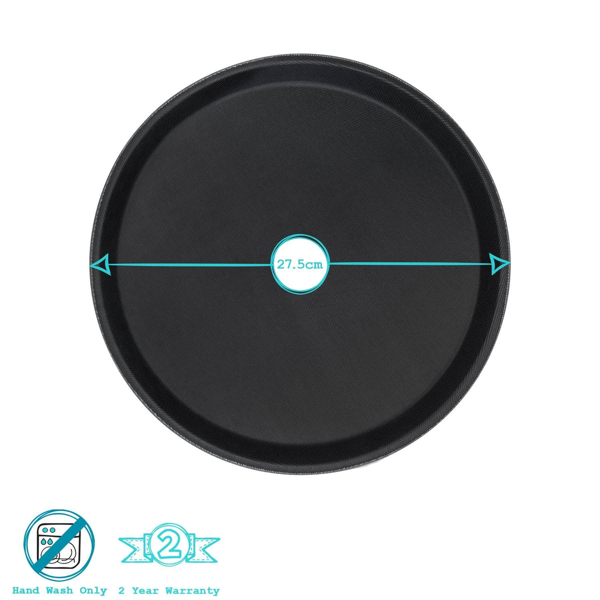 Black 27.5m Round Non-Slip Serving Tray - By Argon Tableware