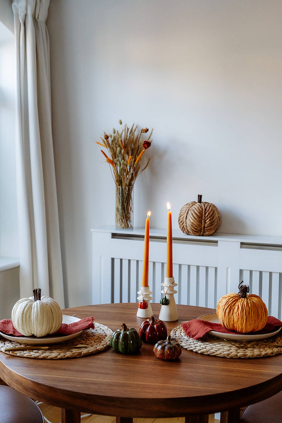 Large Burnt Orange Stoneware Pumpkin