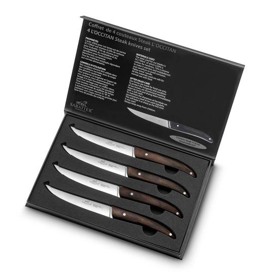 Lion Sabatier 4pc 11.5cm Steak Knife Set - L'Occitan Wood