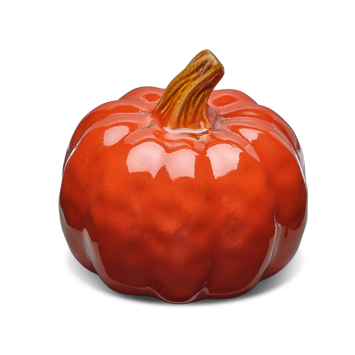 Large Burnt Orange Stoneware Pumpkin