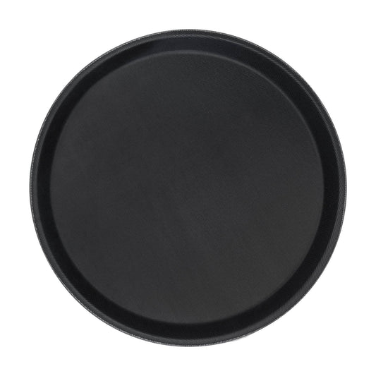 Black 27.5m Round Non-Slip Serving Tray - By Argon Tableware