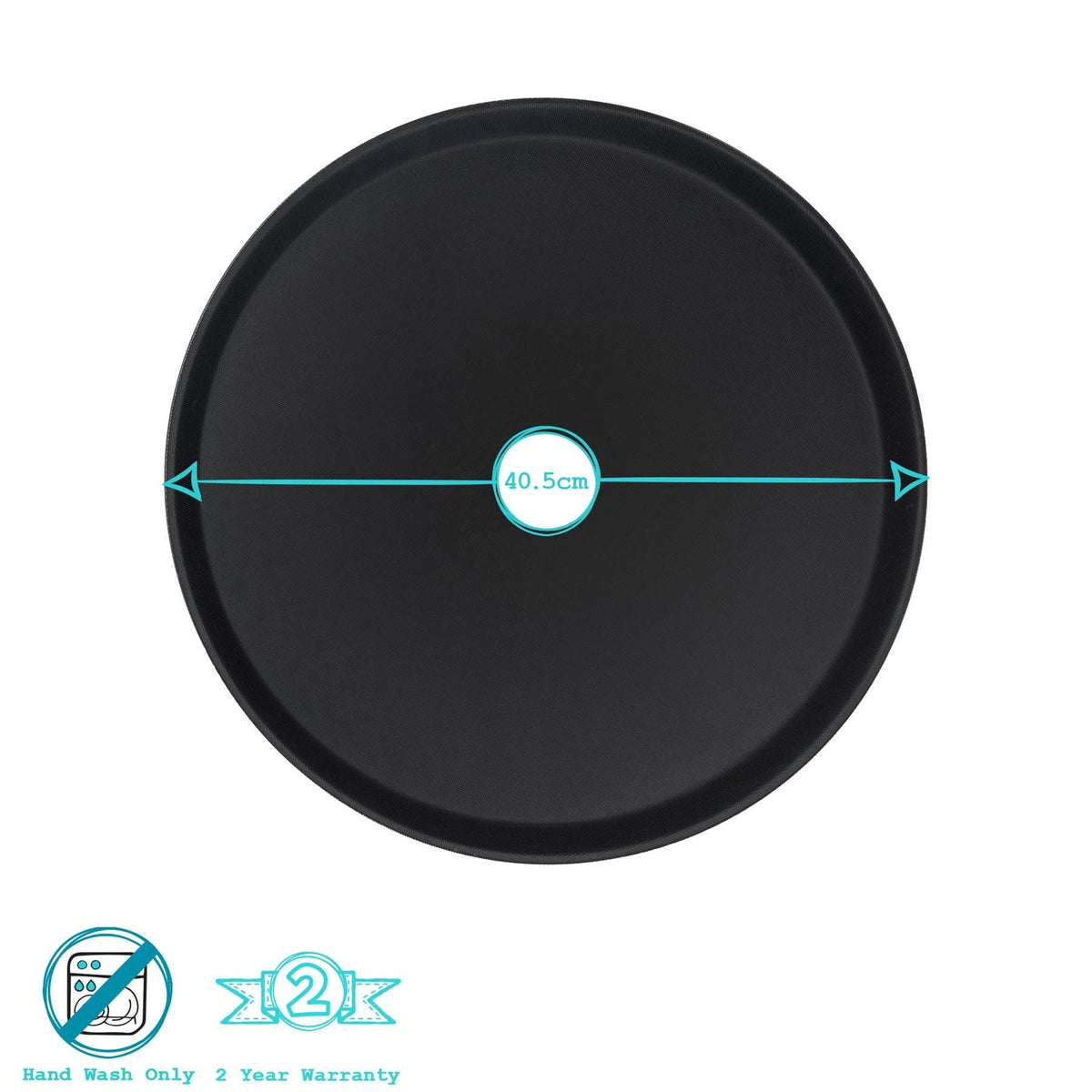 Black 40.5cm Round Non-Slip Serving Tray - By Argon Tableware
