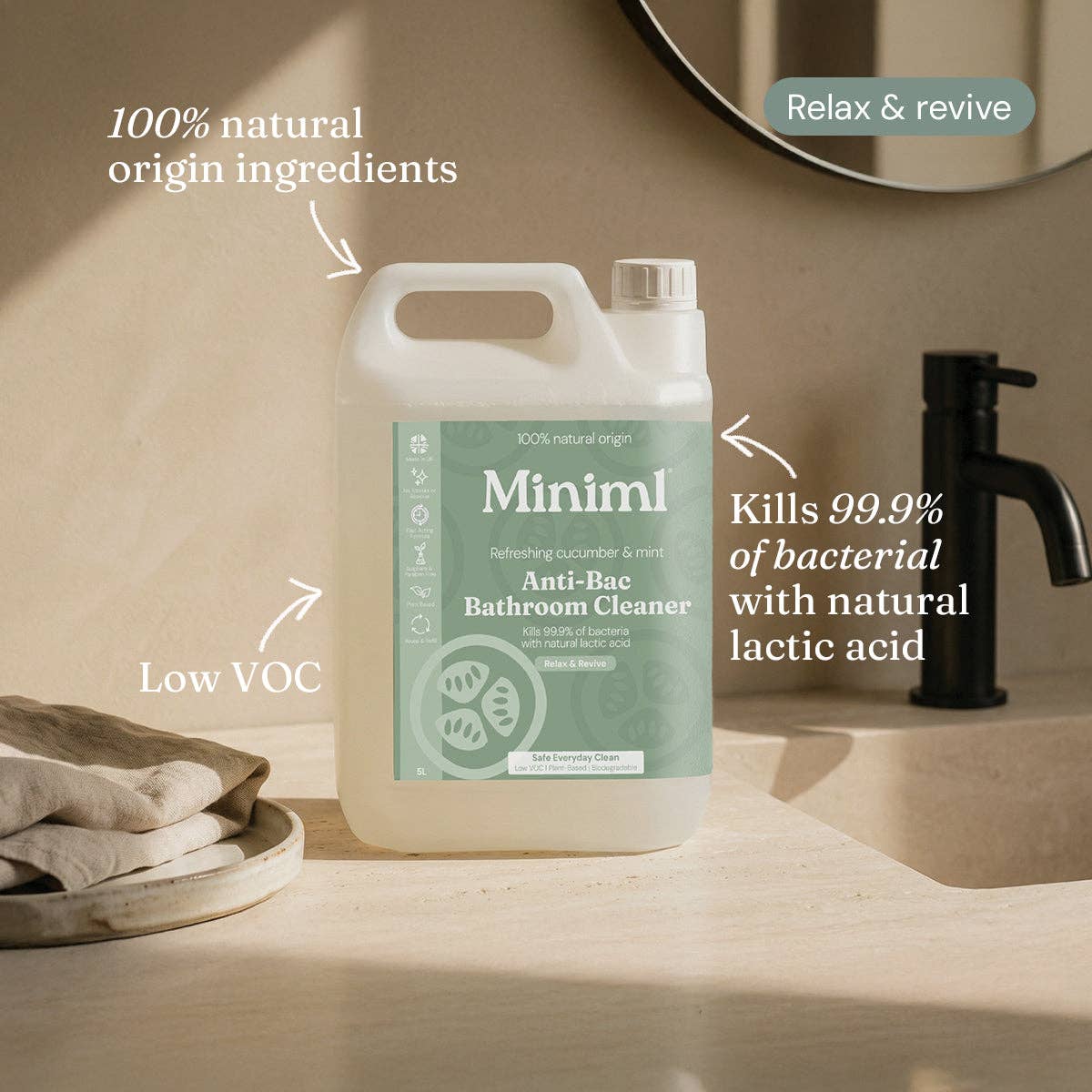 Anti-Bac Bathroom Cleaner - Cucumber + Mint 5L Refill: 5L Refill
