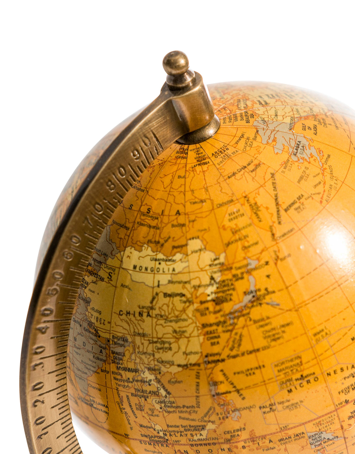 Antique Brown Globe on Wooden Stand