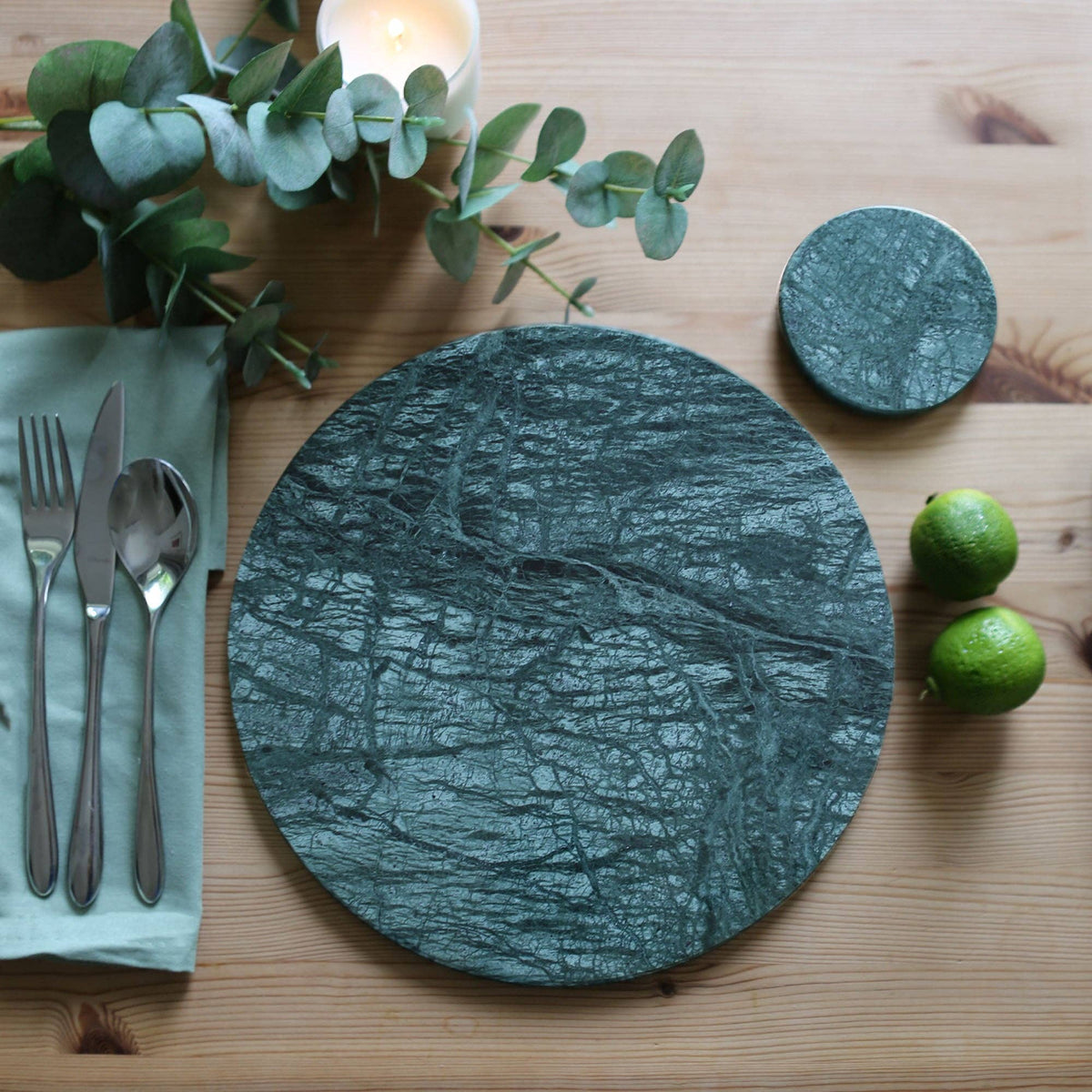 Round Marble Coaster - Green