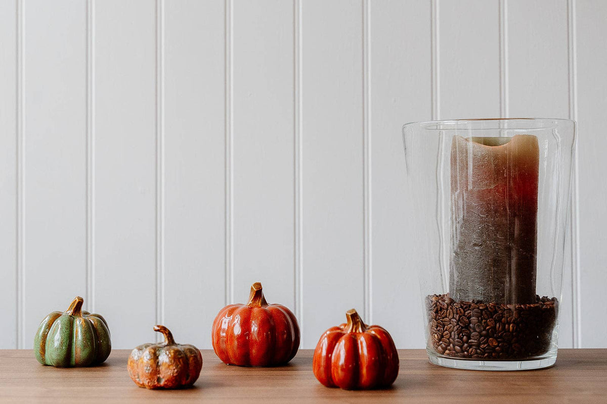 Large Burnt Orange Stoneware Pumpkin