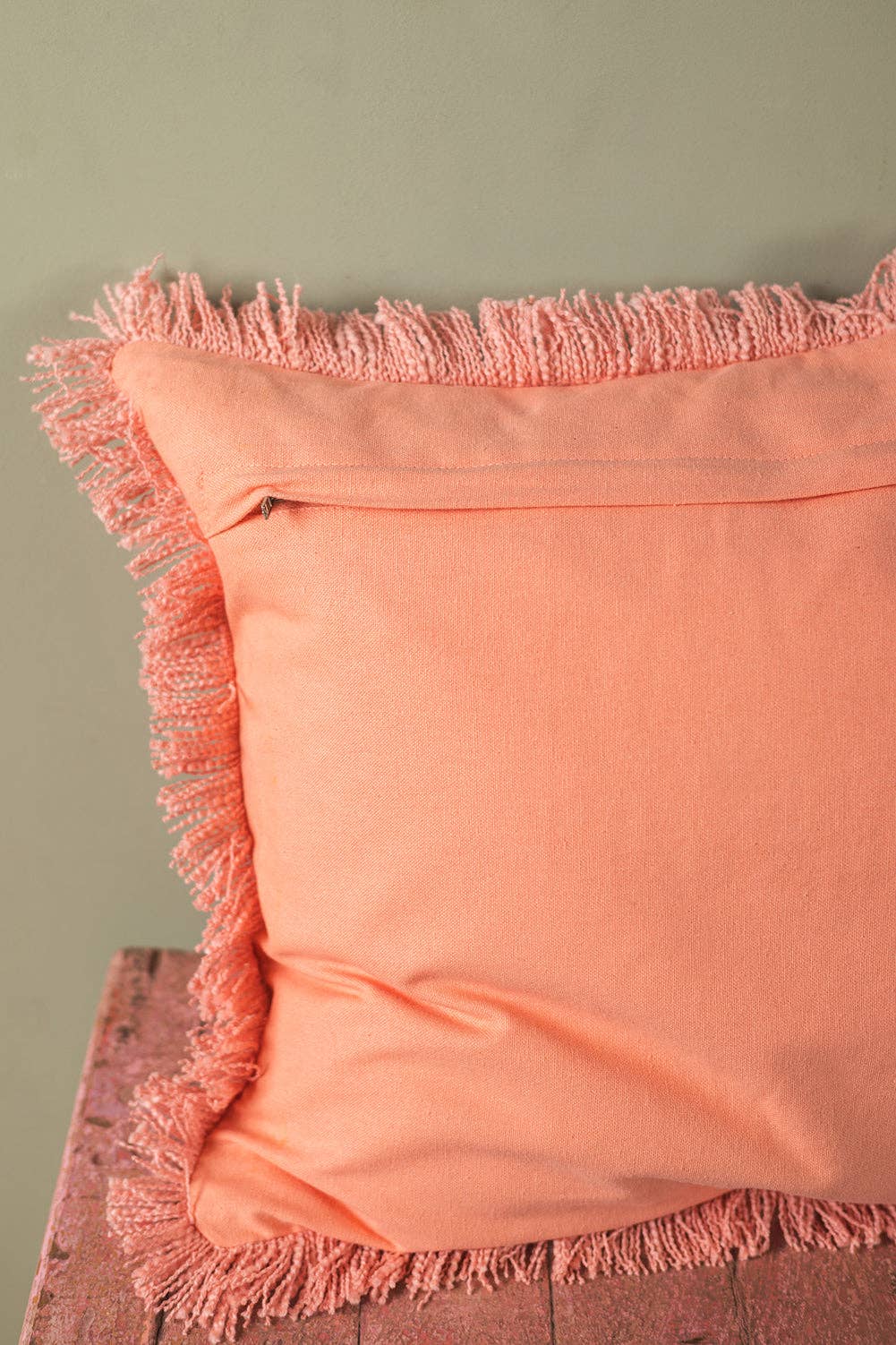 Lobster Embroidered & Tufted Pink Cushion Cover: Feather Inner