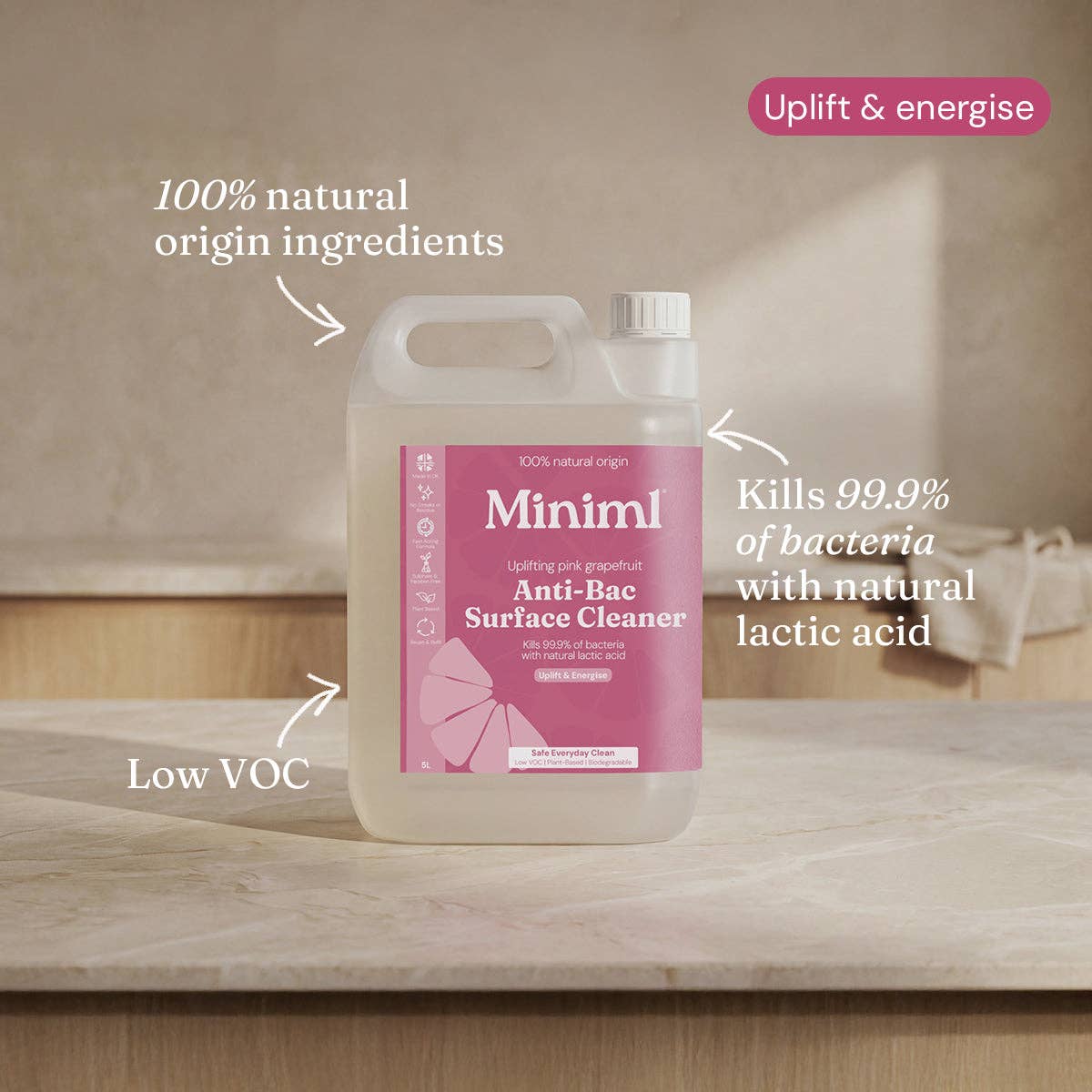 Anti-Bac Surface Cleaner - Pink Grapefruit 5L Refill: 5L Refill