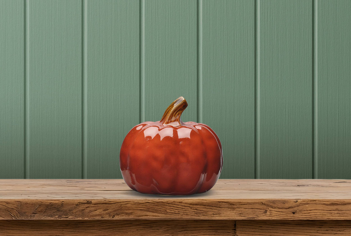 Large Burnt Orange Stoneware Pumpkin